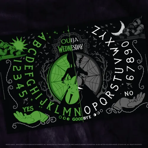 Miniatura 5 de Ouija: Miércoles Inspirado en la popular serie original Miércoles Juego de mesa clásico coleccionable Ouija Juego y mercancía con licencia