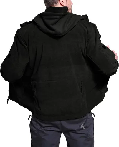 Miniatura 3 de BIYLACLESEN Chaquetas tácticas de forro polar Softshell para hombre con cremallera completa