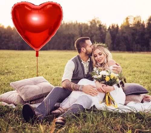 Miniatura 4 de Gejoy 4 globos grandes de papel de aluminio de corazón rojo de 32 pulgadas, globos en forma de corazón jumbo para el día de San Valentín, boda