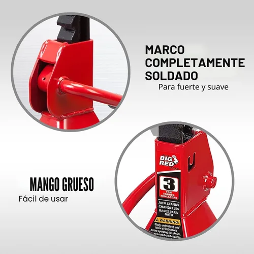 Miniatura 4 de BIG RED T43202 Torin - Gatos de acero resistentes para coches, capacidad de 3 toneladas (6,000 libras), 1 par (no apto para SUV, camiones)