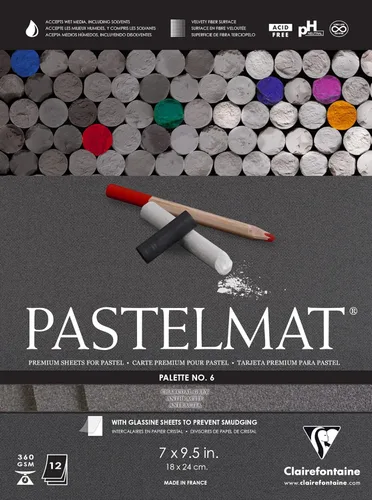 Miniatura 18 de Clairefontaine Pastelmat - Papel especial para pastel (encolado, 30 x 40 cm) - Paleta No. 5 - (12 x 15 3/4 pulgadas) - 360g - 12 hojas - Verde Verde