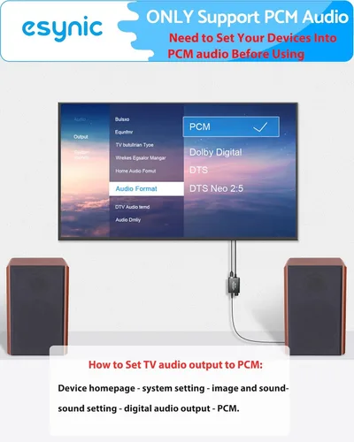 Miniatura 7 de eSynic Adaptador óptico portátil a RCA de 7 pies de largo, convertidor DAC de 192 kHz Plug & Play, convertidor de audio digital a analógico