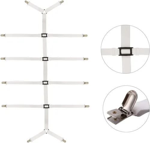 Miniatura 2 de Correas de sábanas ajustables entrecruzadas para mantener tu cama ordenada (blanco)