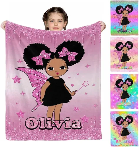 Miniatura 20 de D-Story Mantas personalizadas, mantas personalizadas con nombre, manta americana, manta africana para niña, mantas personalizadas para niños