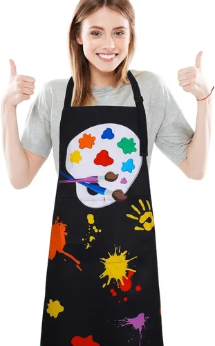 Miniatura 10 de Delantal de artista de pintura con bolsillos, delantales de pintura impermeables para adultos, delantal de arte ajustable con babero