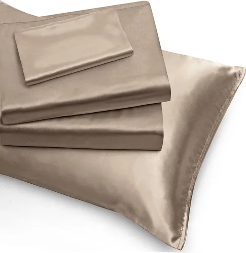 Miniatura 22 de Homiest Juego de sábanas de satén de lujo de 3 piezas con bolsillo profundo, 1 sábana bajera + 1 sábana encimera + 1 funda de almohada