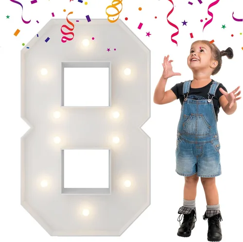 Miniatura 70 de Letras iluminadas con marco de 3 pies de alto, letras enormes con marco, marco de globos en mosaico, letra grande para decoraciones de compromiso