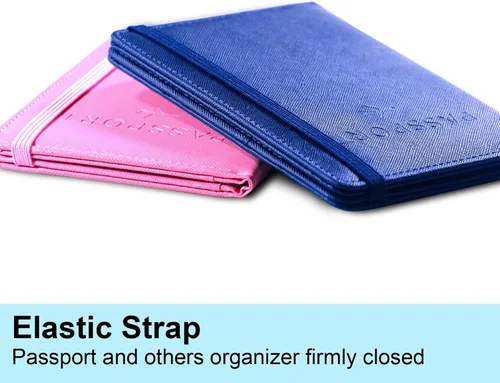 Miniatura 4 de Funda para pasaporte y tarjetero, Azul oscuro y rosa, Funda para pasaporte de viaje