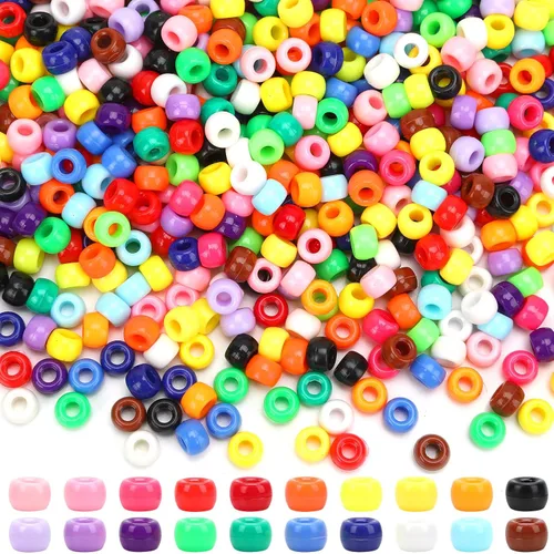 Miniatura 11 de UPINS Cuentas de pony para el día de San Valentín, 1200 piezas de cuentas de plástico redondas de colores rosa, rojo, púrpura y brillantes