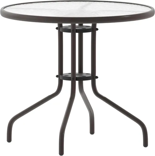 Miniatura 9 de Flash Furniture Bellamy - Mesa auxiliar redonda con marco de metal de vidrio templado para interiores y exteriores de 23.75 pulgadas