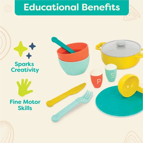 Miniatura 4 de B. toys Accesorios de cocina para jugar - Utensilios de cocina, platos, utensilios - Juego de 33 piezas para niños - Juguetes de simulación - Más