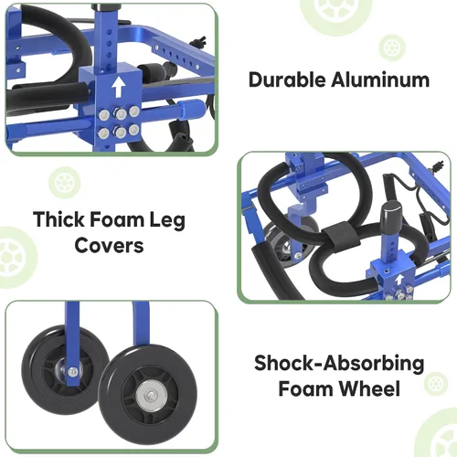 Miniatura 4 de Silla de ruedas para perros para patas traseras, carritos ajustables para perros con ruedas para patas traseras discapacitadas, tipo remolque