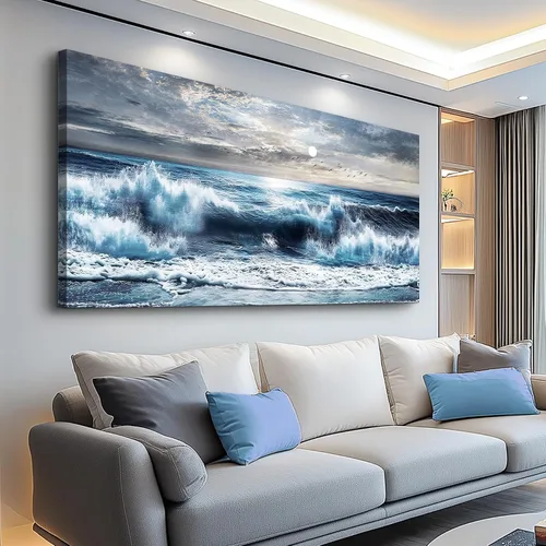 Miniatura 12 de ERQINHUA Arte de Lienzo para Pared de Sala de Estar Dormitorio Decoración de Pared para Oficina Casa de Campo Mural Superficie de Lago Paisaje