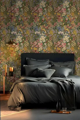 Miniatura 7 de Papel tapiz floral para despegar y pegar, papel de pared bohemio, extraíble, impermeable, patrón de pétalos verdes, papel de contacto
