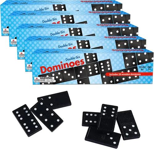 Miniatura 8 de Juego de Dominó de Madera Doble 6 de Offelec - 28 fichas de dominó negro para niños, adultos y juegos familiares Ideal para 2-4 jugadores 1