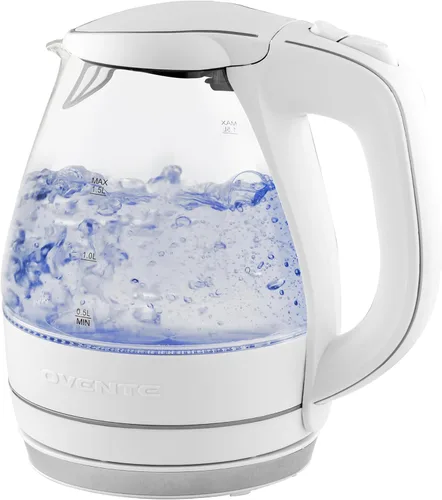 Miniatura 12 de OVENTE Hervidor Eléctrico, 1.5L de Vidrio de Borosilicato para Encimera, Calentador y Hervidor de Agua para Café o Té, Libre de BPA, Apagado Naranja