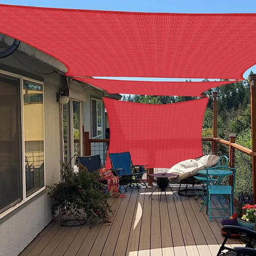 Miniatura 7 de E&K Sunrise - Toldo para exteriores, tipo vela, sombra, protección para rayos UV, Rojo