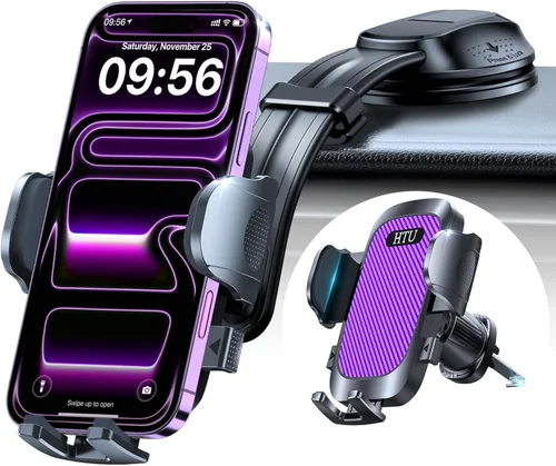 Miniatura 14 de HTU Soporte de teléfono de automóvil con succión más fuerte mejorado, brazo flexible, soporte giratorio para teléfono celular para salpicadero, Negro