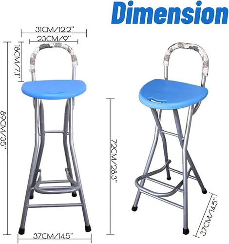 Miniatura 3 de Taburetes plegables portátiles para adultos, taburete plegable de 28 pulgadas, taburetes altos para interiores con asa, taburete de bar de plástico