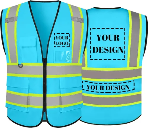 Miniatura 13 de Chaleco de seguridad reflectante de alta visibilidad con 5 bolsillos y cremallera clase 2 para adultos, unisex, ropa de trabajo de seguridad