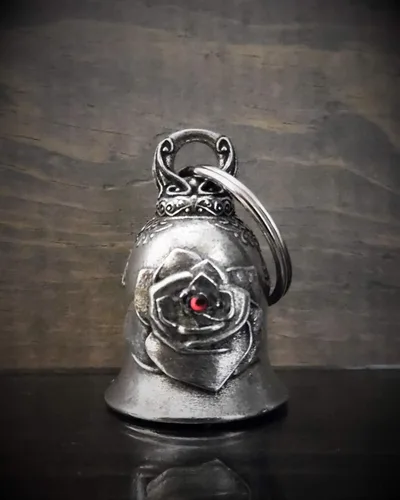 Miniatura 4 de Bravo Bells Rose Diamond Bell - Accesorio de campana de motociclista o llavero para buena suerte en la carretera, plateado