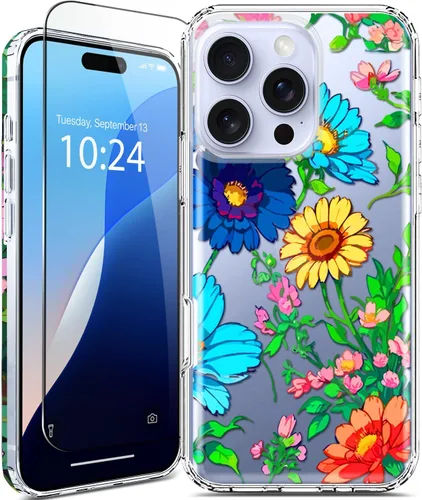 Miniatura 11 de Funda para iPhone 16, con protector de pantalla, linda para mujeres y niñas, funda protectora de grado militar de 10 pies para iPhone 16, funda