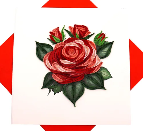 GREENHANDSHAKE Una sinfonía de rosas, tarjeta de felicitación artística quilling para cumpleaños, día de San Valentín, día de la madre, aniversario,