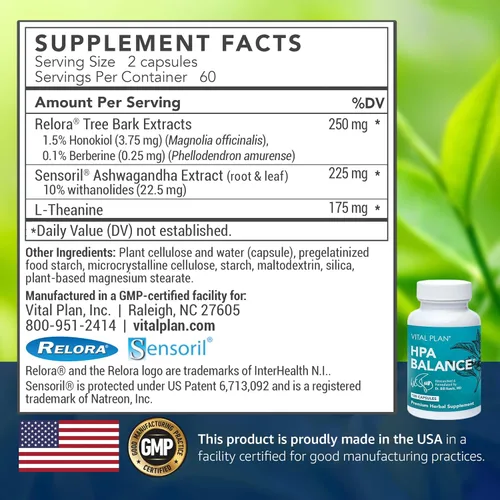 Miniatura 2 de Vital Plan Suplemento suprarrenal HPA Balance por el Dr. Bill Rawls - Apoyo suprarrenal, estado de ánimo y hormonas para mujeres y hombres