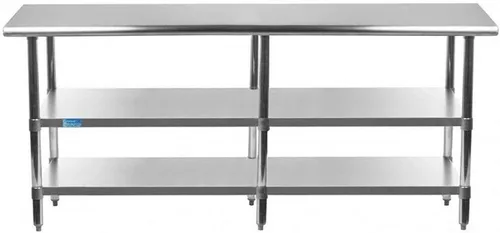 Miniatura 24 de AmGood Mesa de trabajo de acero inoxidable con 2 estantes NSF Mesa utilitaria de metal (15 pulgadas de largo x 30 pulgadas de profundidad)