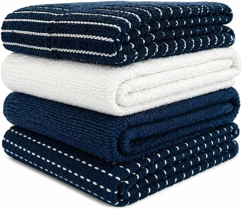 Miniatura 24 de Serafina Home Paños de cocina a cuadros amarillo mostaza: paño de 100 % algodón, suave, para limpieza y secado, absorbente, de rizo, con asa, juego
