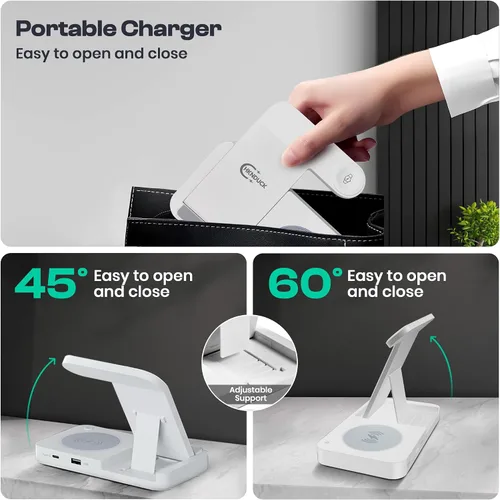 Miniatura 5 de Estación de carga inalámbrica 4 en 1 para iPhone, Apple Watch y AirPods - Cargador inalámbrico para iPhone Series 16/15/14/13/12 - Apple iWatch Negro
