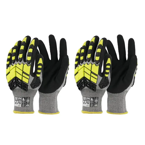 Miniatura 19 de 2 pares de guantes de trabajo de seguridad, guantes de impacto para hombres y mujeres, resistentes a los cortes, antideslizantes, de trabajo pesado