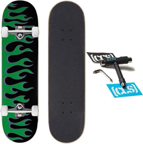 Miniatura 12 de [CCS] Patineta completa Madera de arce Grado profesional Totalmente montado con herramienta de patinaje y calcomanías Adultos, niños