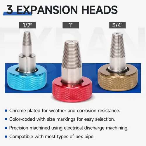Miniatura 4 de iCrimp Kit de herramientas de expansión manual con cabezales de expansión de rotación automática, herramienta expansora de mango extensible
