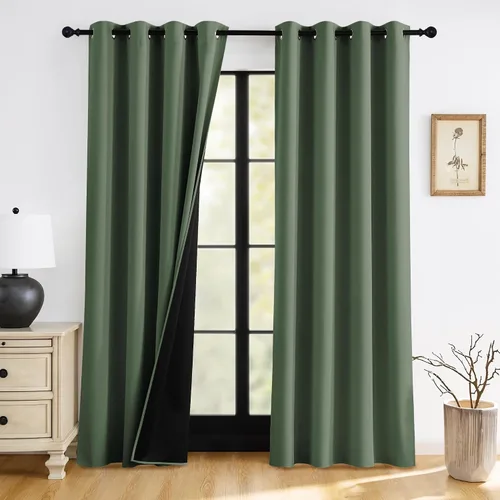 Miniatura 25 de RYB HOME Cortinas opacas grises de 63 pulgadas de largo para dormitorio, cortinas de ventana 100% opacas con aislamiento térmico y reducción