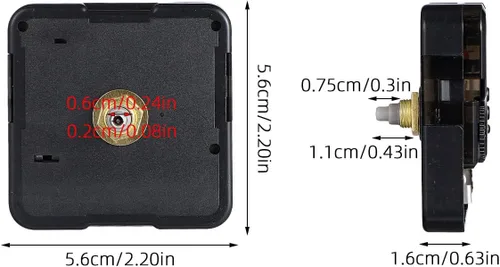 Miniatura 7 de Healifty Mecanismo de movimiento de reloj de cuarzo de 2.20 x 0.62 pulgadas, funciona con pilas, repuesto de reloj de pared, piezas de reparación