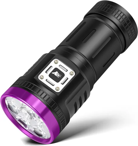 Miniatura 8 de Linterna UV de 45 W, linterna recargable por USB, potente linterna de luz negra LED de 9 núcleos de 385-395 nm para detección de orina de mascotas