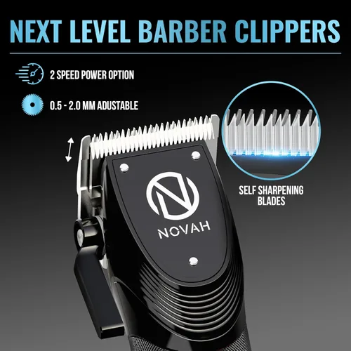 Miniatura 2 de NOVAH Grooming - Cortapelo profesional para hombres, juego de cortapelos y recortadores para barbero, cortapelos inalámbrico para hombres, kit