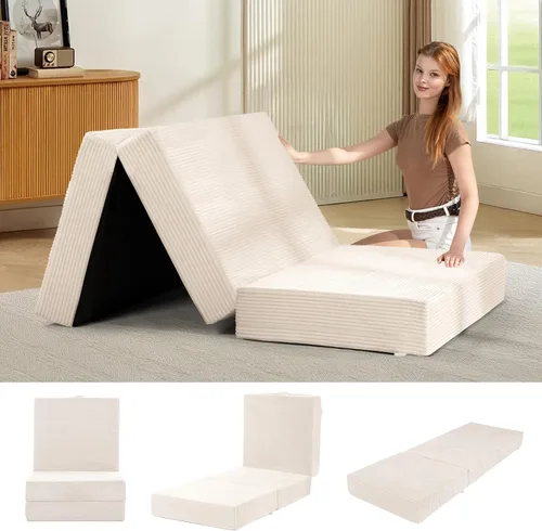 Colchón de tres pliegues de 6 pulgadas, tamaño individual, sofá cama plegable con funda extraíble lavable, colchón plegable de espuma de alta