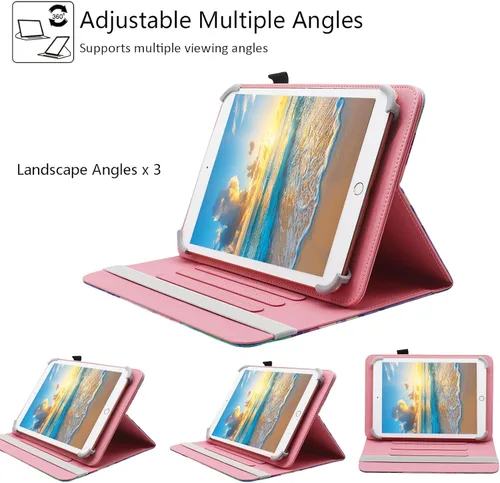Miniatura 4 de Funda universal para tablet Android de 10 y 10.1 pulgadas, Dluggs de piel sintética con rotación de 360 grados, soporte multiángulo