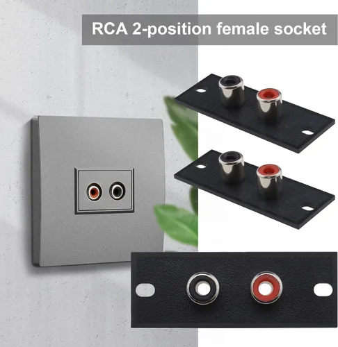 Miniatura 2 de 4 unids RCA conector 2 vías RCA terminal panel de pared placa entrada Phono chasis socket AV conector audio hogar accesorios