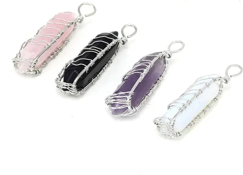 Miniatura 4 de Collar con colgante de alambre de piedra de cristal curativo punta hexagonal árbol de la vida joyería de reiki para mujeres y niñas PH18B ópalo
