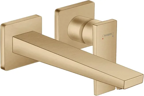 hansgrohe Metropol 32526141 - Grifo moderno de baño montado en la pared de 1 manija y 2 agujeros de 5 pulgadas de alto en bronce cepillado