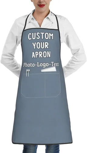 Miniatura 14 de Delantales personalizados para adultos, delantal personalizado con logotipo de foto, delantal impermeable con 2 bolsillos