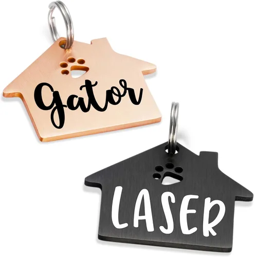 Miniatura 12 de Ultra Joys Placas de Identificación para Perros Personalizadas para Mascotas - Placa de ID Personalizada con Pata Hueca - Placa Grabada para Perros