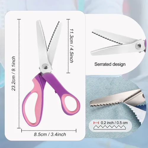 Miniatura 4 de Tijeras dentadas para corte de tela, tijeras en zigzag, tijeras para álbumes de recortes con borde decorativo para adultos, ideales para muchos