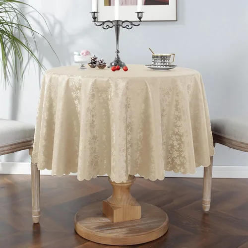 Miniatura 2 de Jeloris Mantel de Vinilo Impermeable, Mantel Redondo de Plástico Resistente, Cubierta de Mesa de Vinilo Limpiable a Prueba de Derrames y Aceite