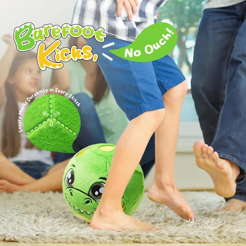 Miniatura 8 de VangeBow Pelotas de fútbol silenciosas para interiores para niños pequeños de 1 a 3 años, pelota de fútbol inflable de felpa suave para bebés