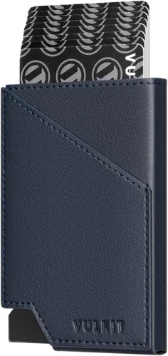Miniatura 19 de VULKIT Cartera de tarjetas desplegable con bloqueo RFID, funda delgada de aluminio para tarjetas bancarias con bolsillo para dinero de negocios