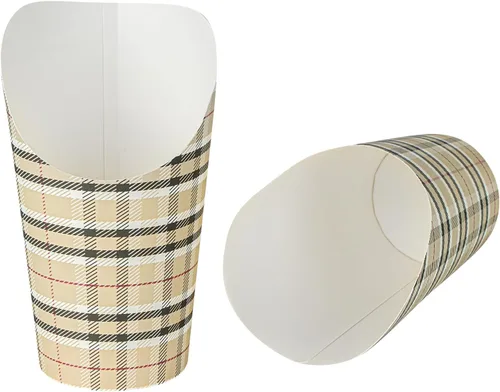 Miniatura 13 de Restaurantware Bio Tek - Recipientes de papas fritas de 12 onzas, 100 tazas desechables de charcutería, diseño inclinado, redondo, a rayas